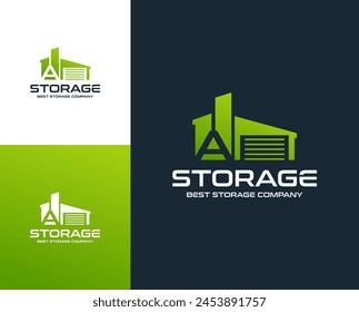 Letter A with self storage logo design template