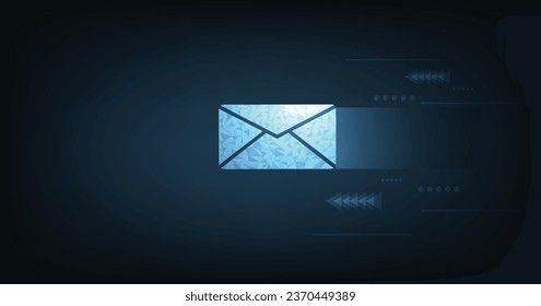 Letter sent by email and digital marketing concept. Email communication concept. email envelope icon on a dark blue background. 