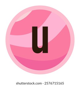 The letter ‘u’ set against a charming pink candy swirl background, perfect for Valentine’s Day graphics