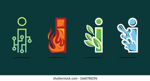 Letter I Set Collection Abstract Creative Modern Business Illustration Logo