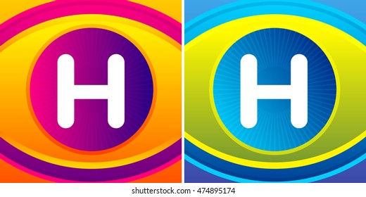 Letter set with eye icon background. Vector eye care logo template.