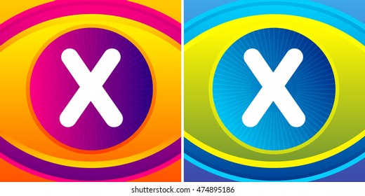 Letter set with eye icon background. Vector eye care logo template.