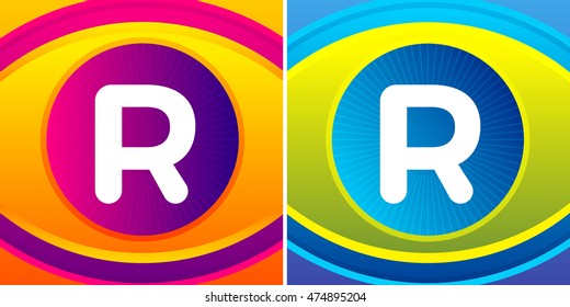 Letter set with eye icon background. Vector eye care logo template.