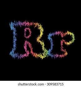 The letter set in grunge style on a black background. Vector letter. Children's alphabet