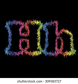 The letter set in grunge style on a black background. Vector letter. Children's alphabet