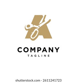 Letter A Sewing Scissors Logo Icon Vector
