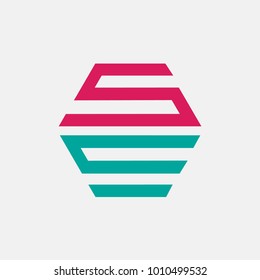 letter SF 5 logo abstract, vector alphabet