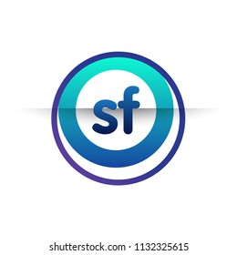 Letter SF logo with colorful circle, letter combination logo design with ring, circle object for creative industry, web, business and company.
