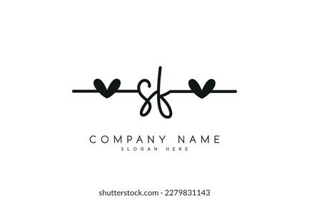 letter SF logo design handwriting signature style vector template