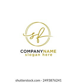 letter SF logo design handwriting signature style vector template