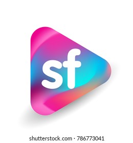 Letter SF logo in triangle shape and colorful background, letter combination logo design for business and company identity.
