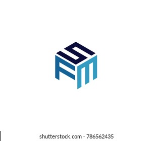 Letter SFM logo template. hexagon logo