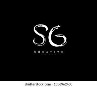 Letter SG Brush Stroke Grunge Artistic Logo