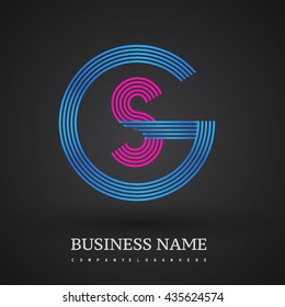 Letter SG or GS linked logo design circle G shape. Elegant blue and red colored, symbol for your business name or company identity.