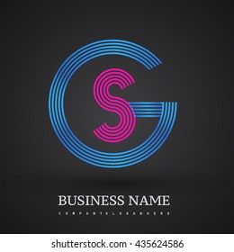 Letter SG or GS linked logo design circle G shape. Elegant blue and red colored, symbol for your business name or company identity.