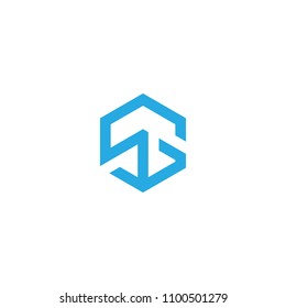 letter SG hexagon logo vector