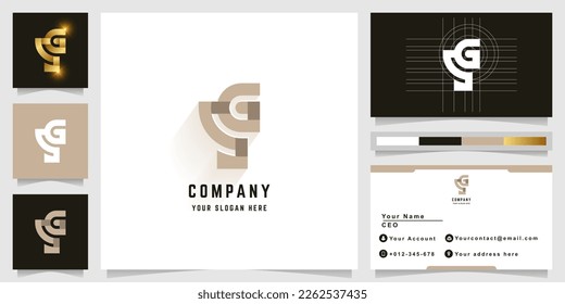 Letter SG or JG monogram logo with business card design