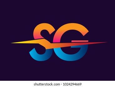 Letter SG logo with Lightning icon, letter combination Power Energy Logo design for Creative Power ideas, web, business and company.