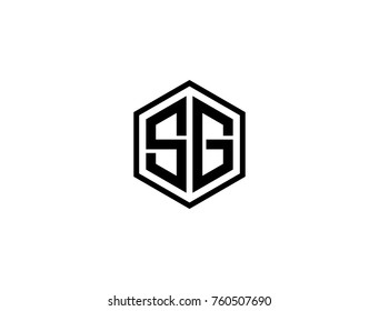 Letter SG logo template. hexagon logo 