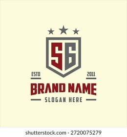 letra SG monograma escudo estrela logotipo modelo vetor