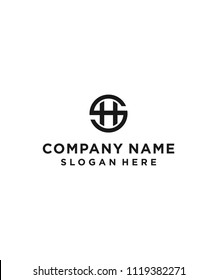 letter sh circle logo design vector illustration template