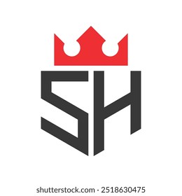 Letter SH Crown Logo. Crown on Letter SH Logo Design Template
