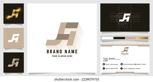 Letter SH or FA monogram logo with business card design