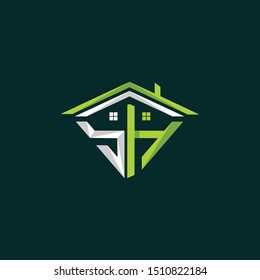 Letter SH Home Roofing Creative Business Logo
