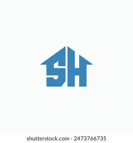 Letter SH house shape geometric logo design concept. Vector illustration