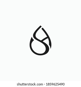 Letter SH HS forms the water drop shape logo icon sign symbol design concept. Vector illustration isolated object on background