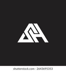 Letra SH ou HS design de logotipo inicial e forma de triângulo.