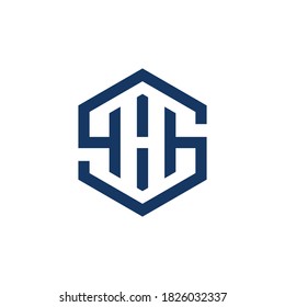 letter SH or HS logo design hexagon shape.