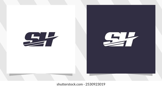 letter sh hs logo design