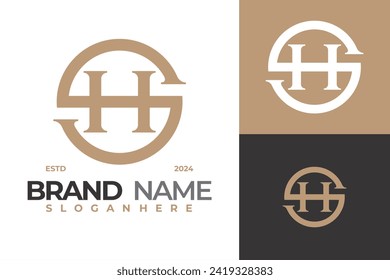 Plantilla de vectores de diseño de logotipo de monograma de letra Sh o Hs