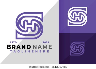 Letter Sh or Hs Monogram Logo Icon Vector Design Illustration