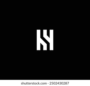 Letter SH or HY monogram with rectangular shape, eps file with black background. 