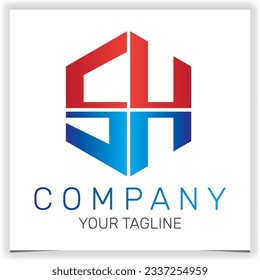 letter SH initial hexagon logo icon premium elegant template vector eps 10
