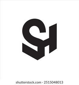 Letter Sh initial unique modern branding and flat abstract logo design