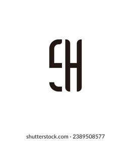 letter sh line simple geometric logo vector 