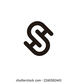 letter sh linked geometric infinity line logo vector 