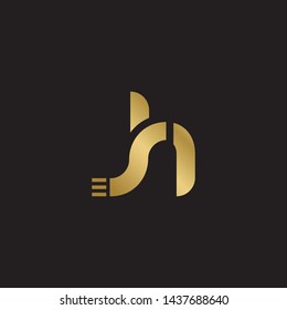 Letter sh linked lowercase logo design template elements. Gold letter Isolated on black  background. Suitable for business, consulting group company.