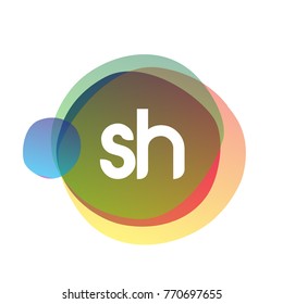 Letter SH logo with colorful splash background, letter combination logo design for creative industry, web, business and company.
