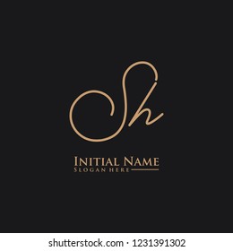 Letter Sh Logo. Initial Letter Design Vector Luxury Colors