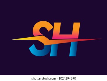 Letter SH logo with Lightning icon, letter combination Power Energy Logo design for Creative Power ideas, web, business and company.
