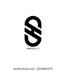 Letter Sh modern shape with unique abstract flat monogram geometric logo