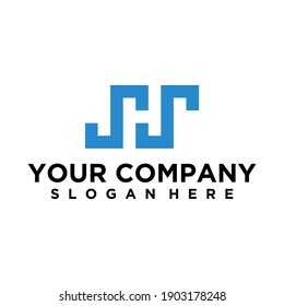 Letter S,H, and S. Negative space design concept