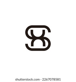 letter sh simple geometric curve line logo vector 