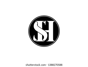 Letter SH simple logo design vector