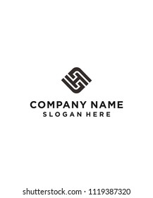 letter sh square logo design vector illustration template