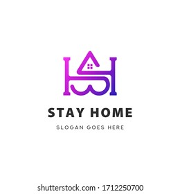 Letter SH Stay Home Logo Icon Template Vector Illustration